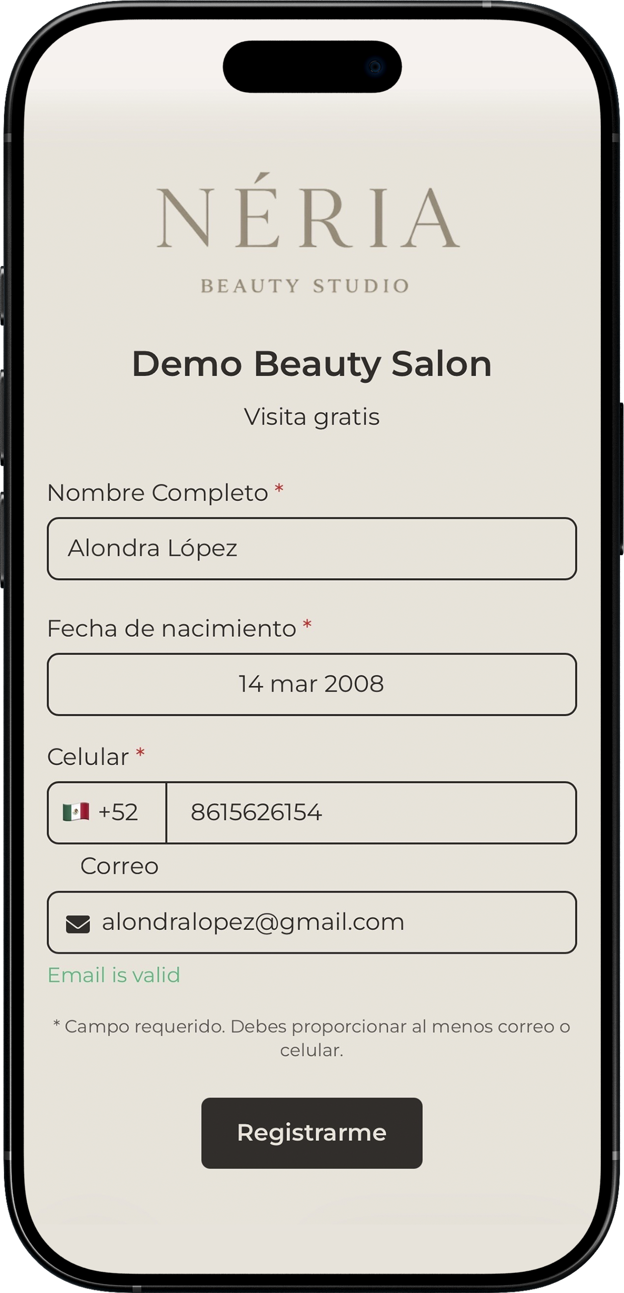 Formulario de registro en PenwinCards